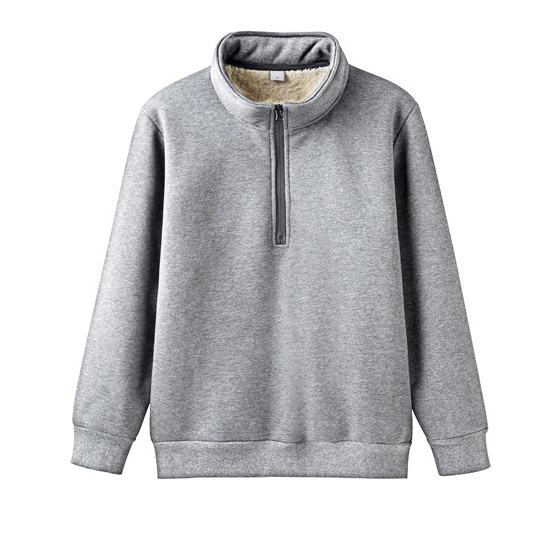 Ανδρικό πουλόβερ με γιακά στήριξης και φερμουάρ, βαμβάκι 69.9%, παχύ βελούδο, χαλαρή γραμμή