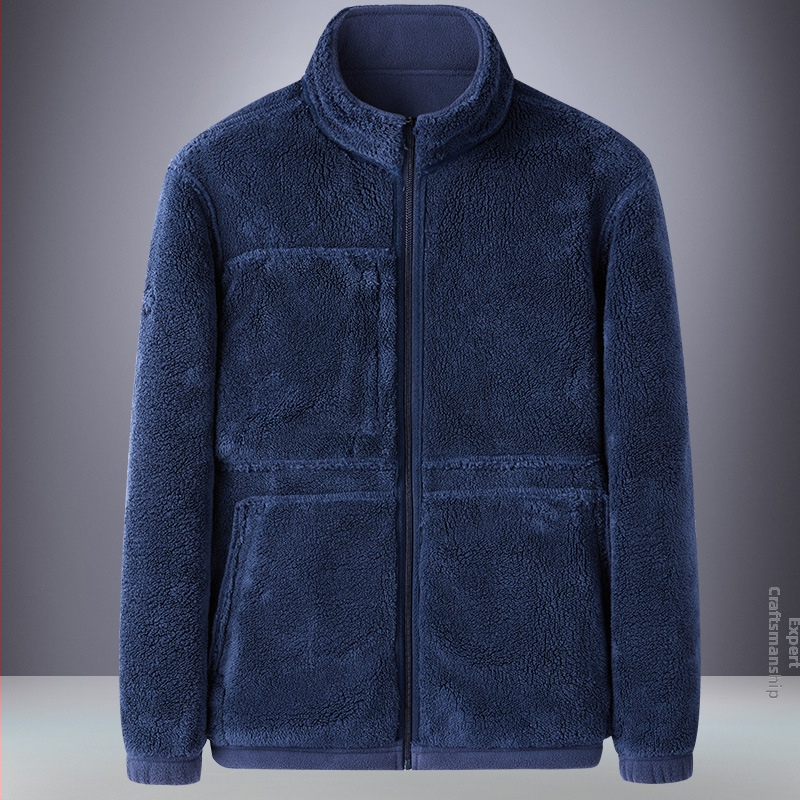 Vyriskas polar fleece megztinis su gobtuvu, priekyje užtrauktukas, stovinti apykaklė, laisvas kirpimas, polar fleece audinys