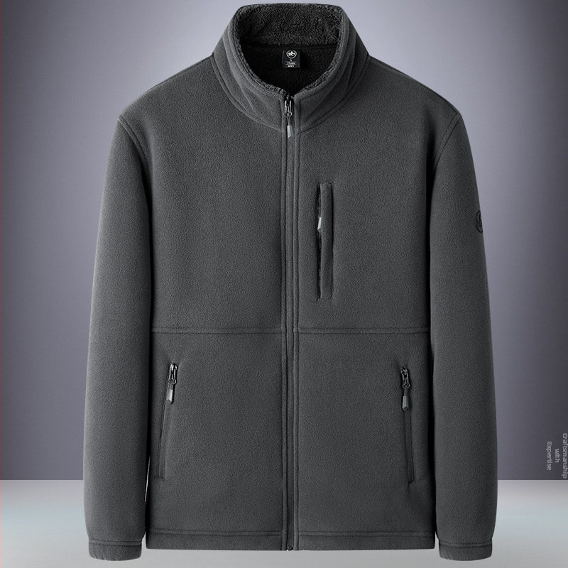 Vyriskas polar fleece megztinis su gobtuvu, priekyje užtrauktukas, stovinti apykaklė, laisvas kirpimas, polar fleece audinys