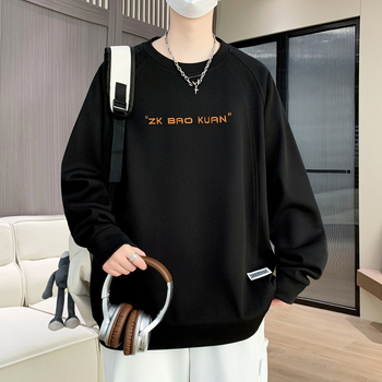 Ανδρικό φούτερ σε κορεατικό στυλ, κεντημένα γράμματα, raglan μακριά μανίκια, χαλαρή γραμμή, πλαϊνές τσέπες