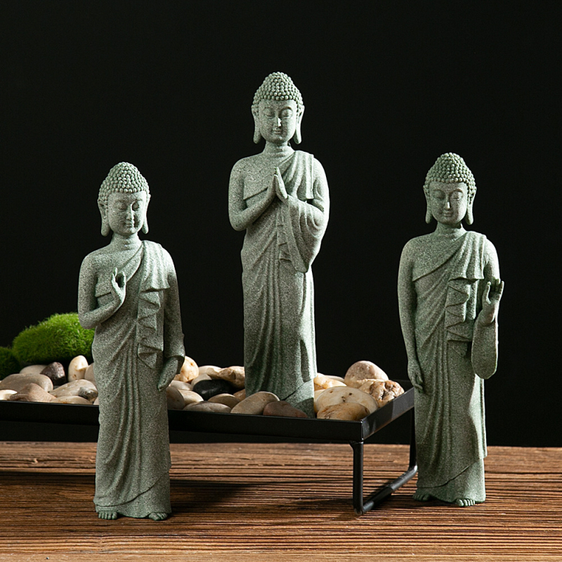 Van Wood socha Budhu z pieskovca — Buddha dekorácia, Zen umenie, domáce doplnky