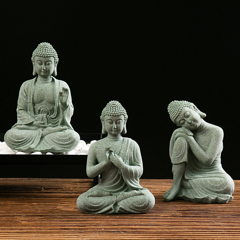Van Wood socha Budhu z pieskovca — Buddha dekorácia, Zen umenie, domáce doplnky