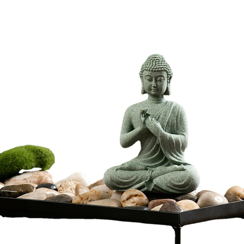 Van Wood socha Budhu z pieskovca — Buddha dekorácia, Zen umenie, domáce doplnky