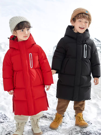 Unisex bērnu pūka jaka, garā, ar biezāku pildījumu, vecāku un bērnu saskaņots stils