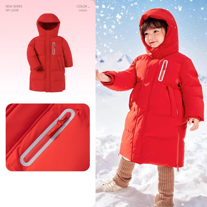 Unisex bērnu pūka jaka, garā, ar biezāku pildījumu, vecāku un bērnu saskaņots stils