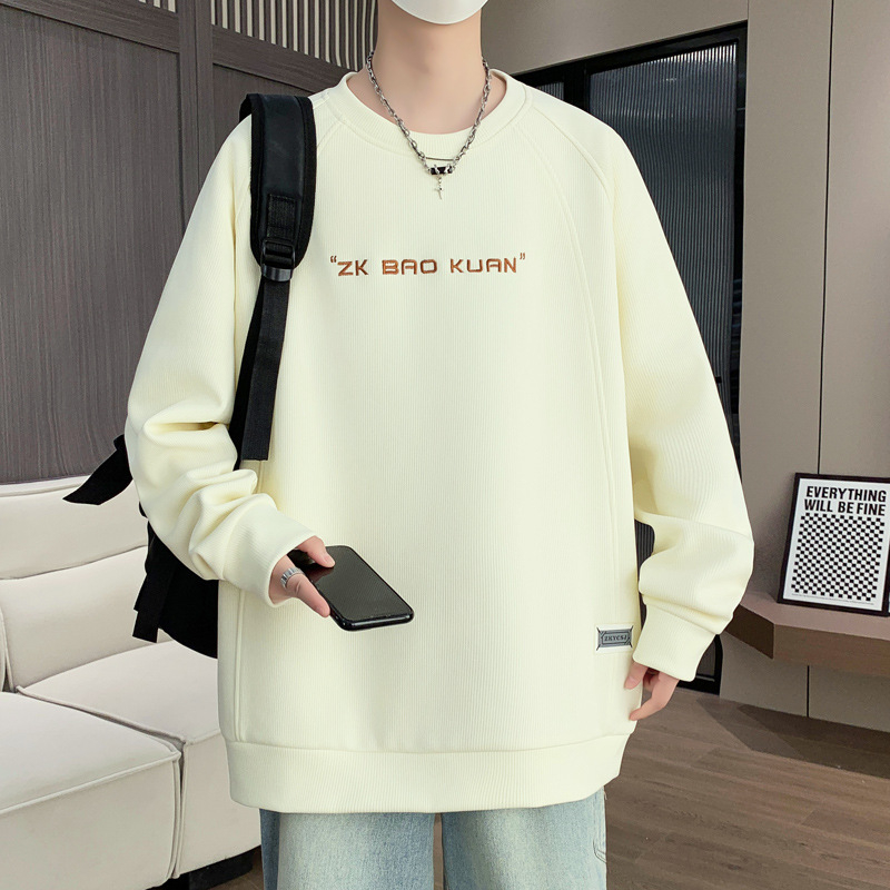 Φούτερ τύπου κορεατικού στυλ, στρογγυλός λαιμός, μακριά μανίκια, πολυεστέρας 96%+, κέντημα