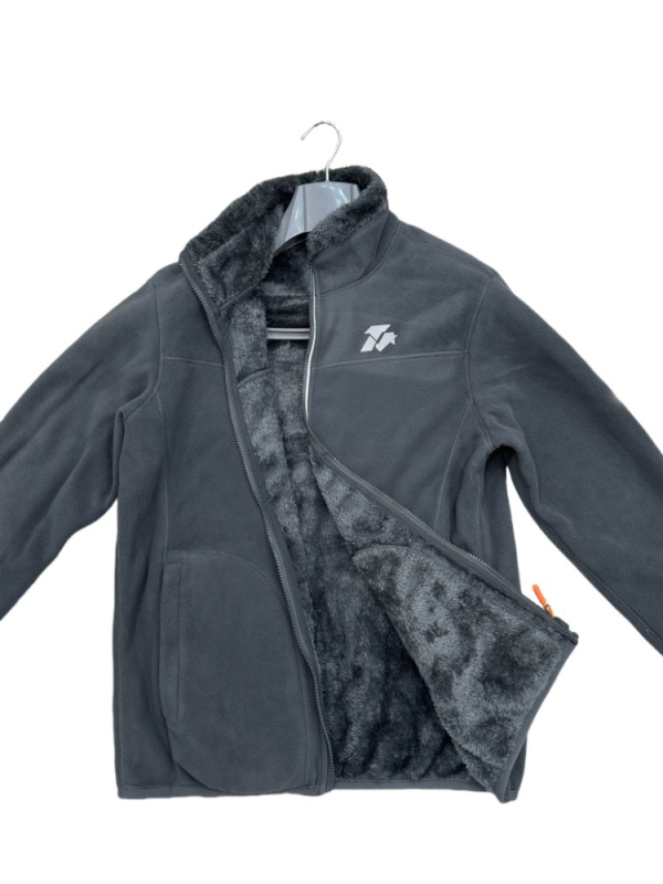 Unisex flīsa jaka ar korāla samta oderi, pretvēja outdoor aktivitātēm rudenē