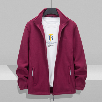 Unisex flīsa kardigans ārējiem kalnu pārgājieniem ar augstu apkakli, polar fleece, pretvēja, silts, garas piedurknes, 90% kašmira