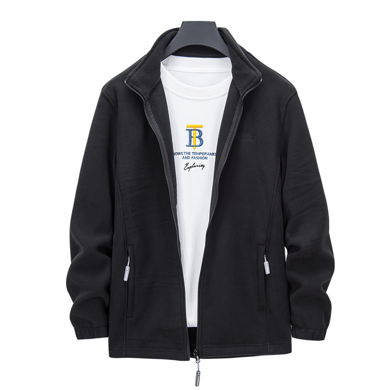 Unisex flīsa kardigans ārējiem kalnu pārgājieniem ar augstu apkakli, polar fleece, pretvēja, silts, garas piedurknes, 90% kašmira