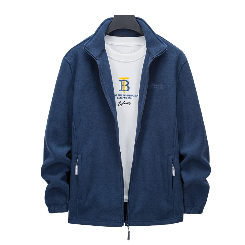 Unisex flīsa kardigans ārējiem kalnu pārgājieniem ar augstu apkakli, polar fleece, pretvēja, silts, garas piedurknes, 90% kašmira