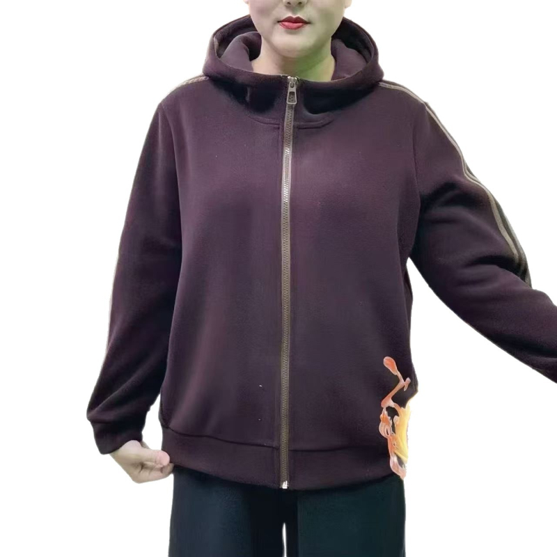 Ženska premijumska dvostruko plišasta fleece kapucna jakna za jesen-zimu, debela i topla, opušten stil