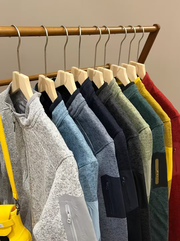 Fleece kardigan ar svītru rakstu, poliestera audums, poliestera oder, bez kapuces