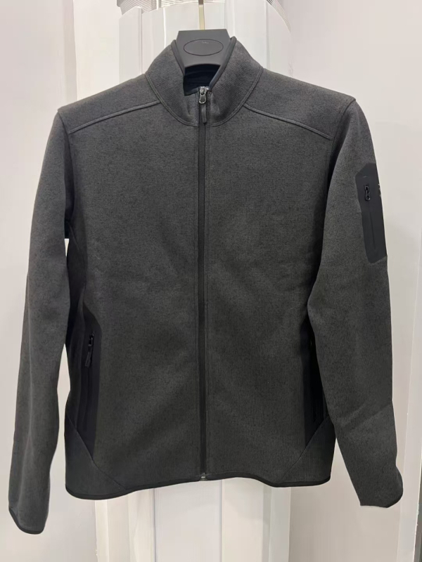 Fleece kardigan ar svītru rakstu, poliestera audums, poliestera oder, bez kapuces