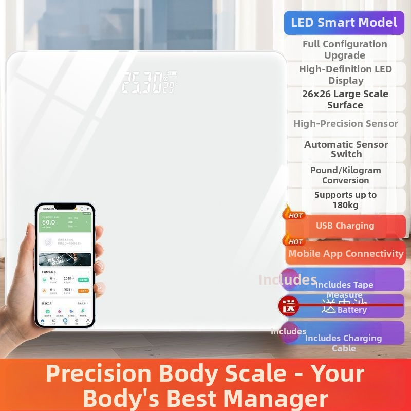 Keha rasva kaal koduseks kasutamiseks, laetav, nutikas ja täpne