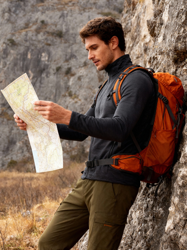 Vyrų Merino vilnos fleece striukė, kardigan stiliaus, be gobtuvo, lauko veiklai, šilta, greitai džiūsta, sintetinių pluoštų mišinys