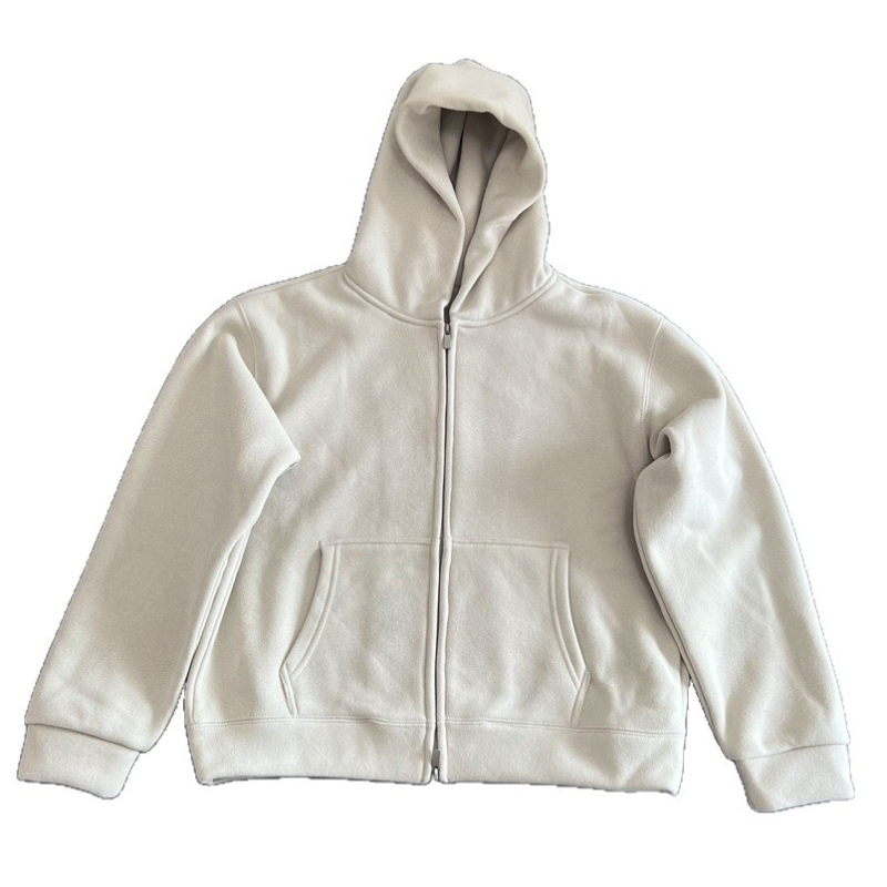 Hooded kardigan u stilu cardigan, fleece podstava, slobodan kroj, zatvarač, džepovi, pamuk tkanina (70-80% pamuka)