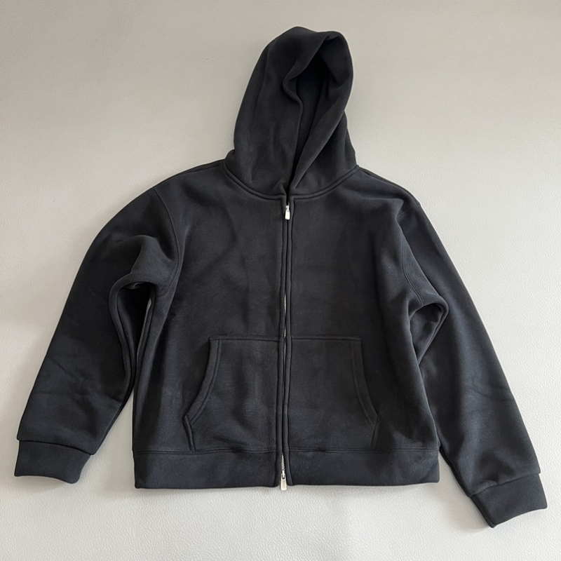 Hooded kardigan u stilu cardigan, fleece podstava, slobodan kroj, zatvarač, džepovi, pamuk tkanina (70-80% pamuka)
