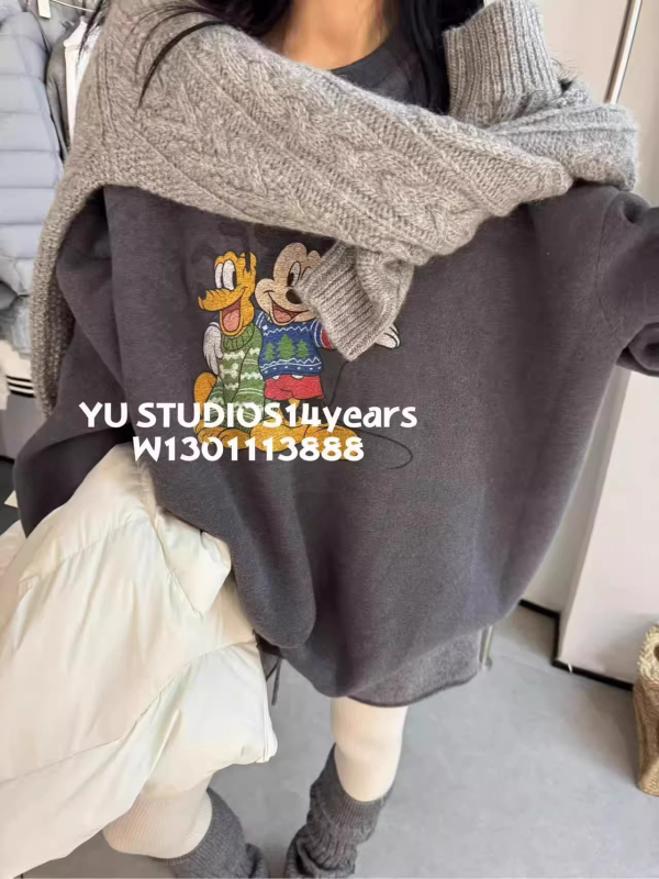 Dámska mikina s kapucňou s motívom anime a kreslené postavičky, voľný strih, dlhý rukáv, okrúhly výstrih, polyesterová látka