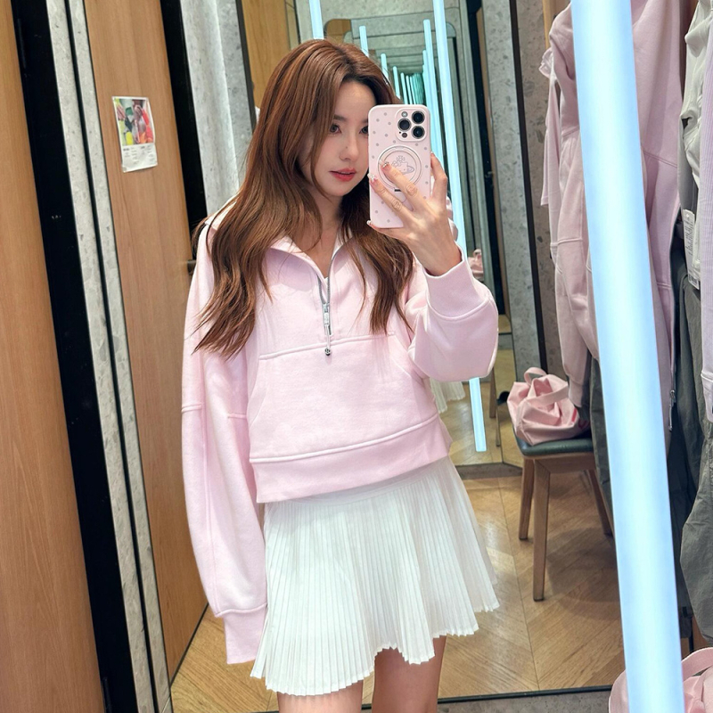 Hanorac-jachetă pentru femei cu guler înalt și fermoar parțial, croială lejeră, mâneci lungi, primăvara 2025