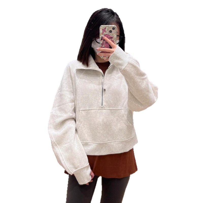 Hanorac-jachetă pentru femei cu guler înalt și fermoar parțial, croială lejeră, mâneci lungi, primăvara 2025