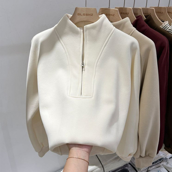 Dlhý chenille flísový sveter s polovičným vysokým golierom a princeznovskými rukávmi, 90–95% spandex