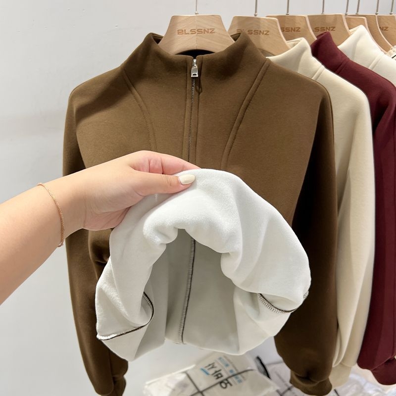 Dlhý chenille flísový sveter s polovičným vysokým golierom a princeznovskými rukávmi, 90–95% spandex