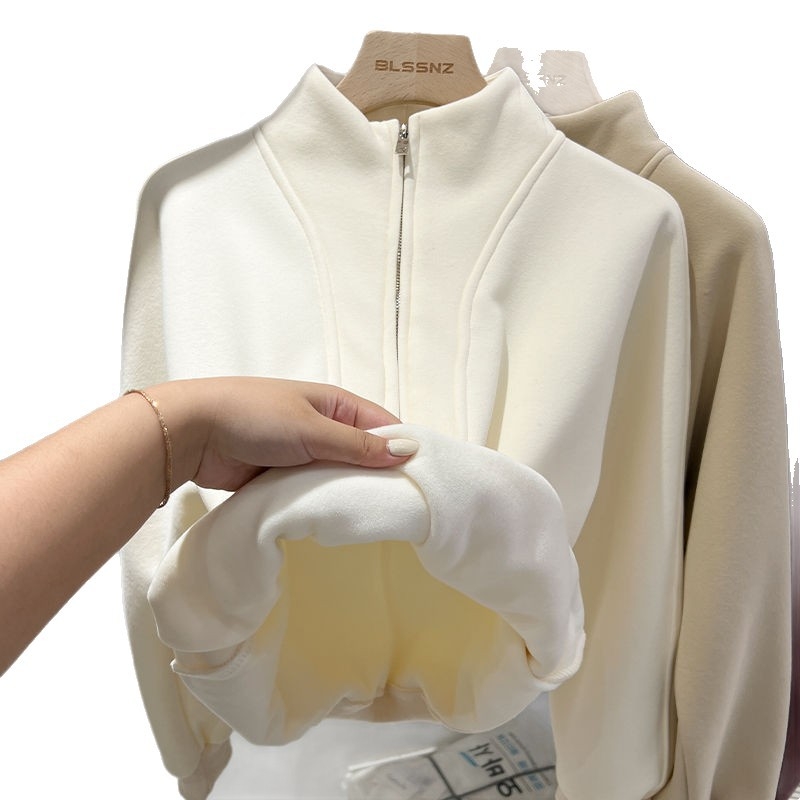 Dlhý chenille flísový sveter s polovičným vysokým golierom a princeznovskými rukávmi, 90–95% spandex