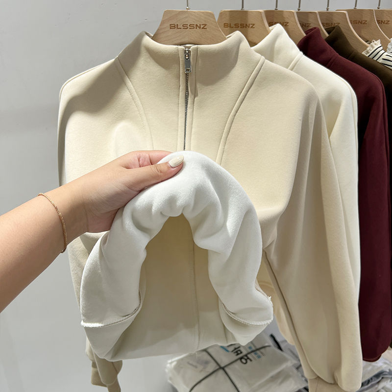 Dlhý chenille flísový sveter s polovičným vysokým golierom a princeznovskými rukávmi, 90–95% spandex