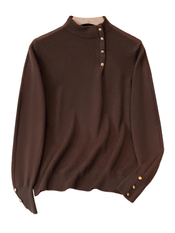 Ženski crni pleteni džemper s mock-neck ovratnikom, za proljeće, plus veličina, pogodna za nošenje samostalno ili kao slojevita odjeća.