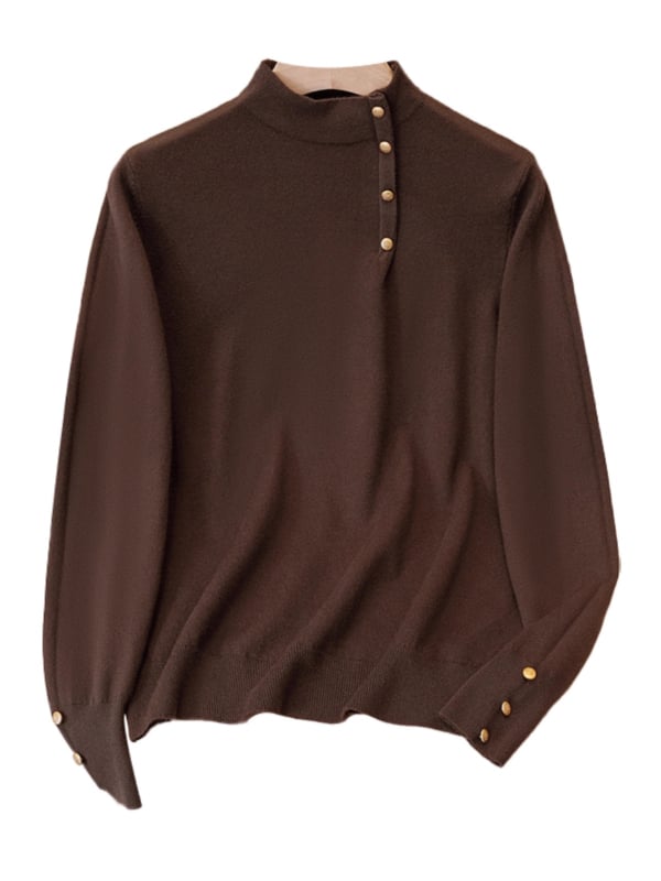 Ženski crni pleteni džemper s mock-neck ovratnikom, za proljeće, plus veličina, pogodna za nošenje samostalno ili kao slojevita odjeća.
