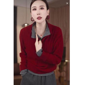 Ženski pleteni džemper s okruglim izrezom, dugim rukavima, 70–80% viskoze