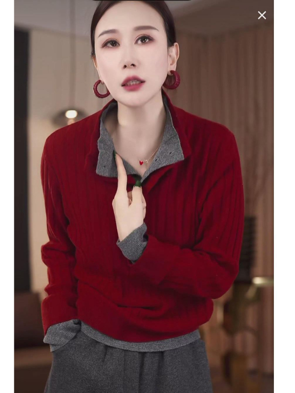 Ženski pleteni džemper s okruglim izrezom, dugim rukavima, 70–80% viskoze