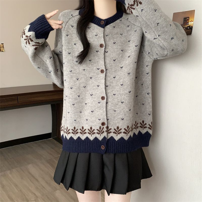 Sieviešu kardigans korejiešu stilā ar Jacquardu, Chenille adījums ar spandeksu, pogu un Jacquard detaļas, piemērots kā kardigan, pavasaris 2025