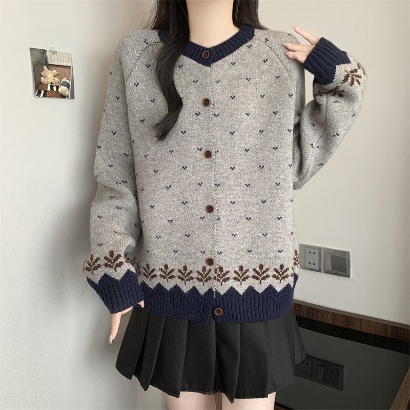 Sieviešu kardigans korejiešu stilā ar Jacquardu, Chenille adījums ar spandeksu, pogu un Jacquard detaļas, piemērots kā kardigan, pavasaris 2025
