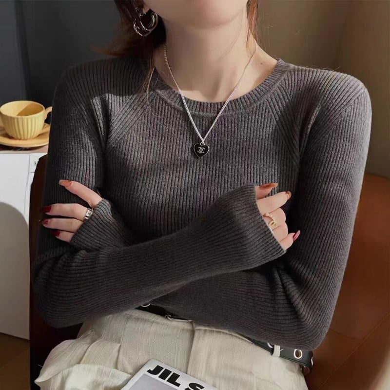 Plus veľkosťový dámsky pletený svetrov s kapucňou, okrúhlym výstrihom, dlhé rukávy, slim fit