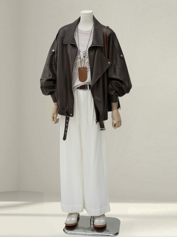 Női műbőr dzseki, ultra rövid fazon, polo gallér, chenille anyag, spandex keverék