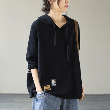 Ženska dukserica s kapuljačom, poliester-smjesa 90-95%, proljeće 2025, rukavi u stilu princeze