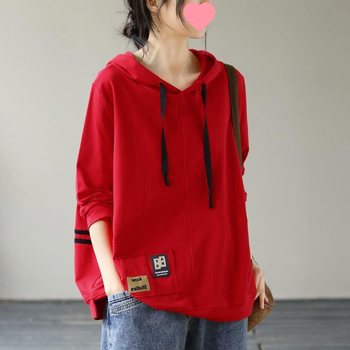 Ženska dukserica s kapuljačom, poliester-smjesa 90-95%, proljeće 2025, rukavi u stilu princeze