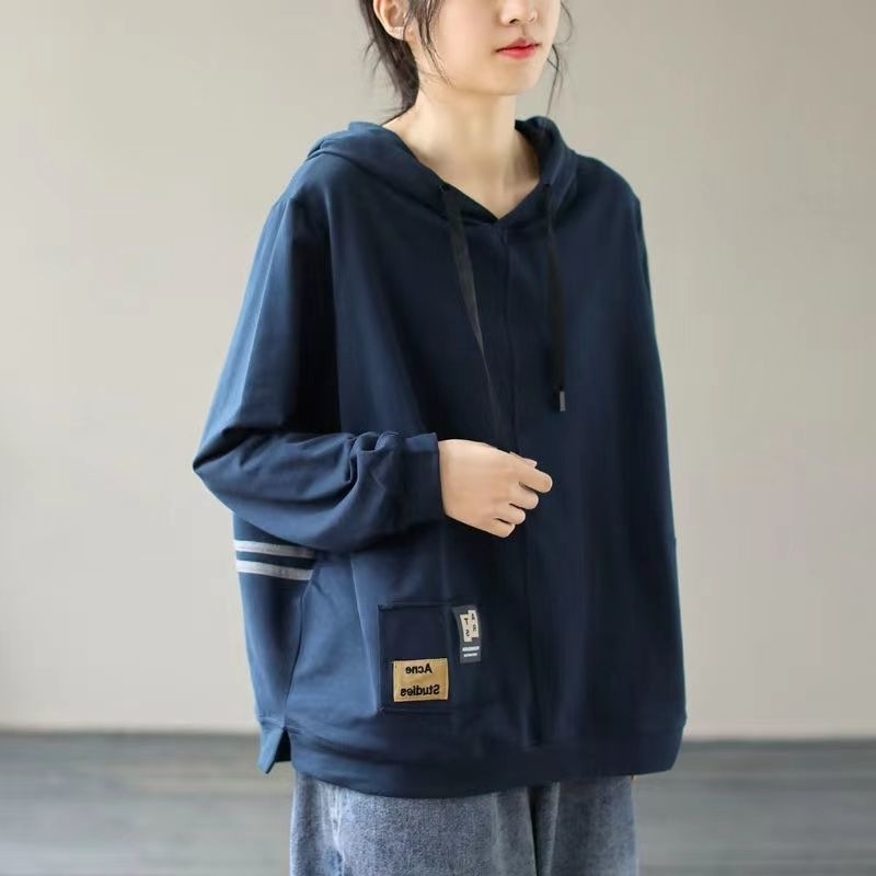 Ženska dukserica s kapuljačom, poliester-smjesa 90-95%, proljeće 2025, rukavi u stilu princeze