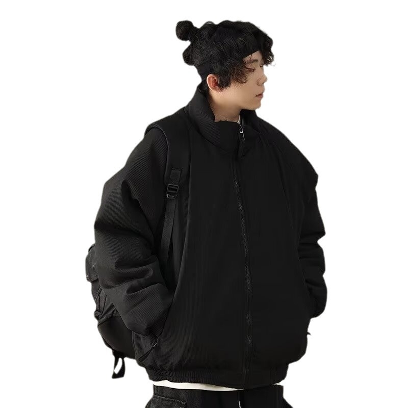 Pamukom punjeni kaput sa stojećim ovratnikom, zatvaračem, debelom podstavom, corduroy tkanina