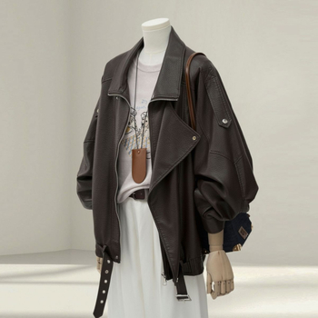 Női műbőr kabát, polo gallér, ujjatlan, 2025 tavasz