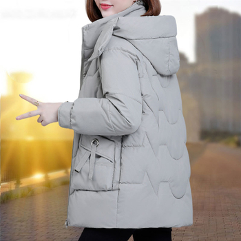 Ženski kaput s punilom od poliester-pamuk, vanjska tkanina poliester, srednja duljina, zatvarač