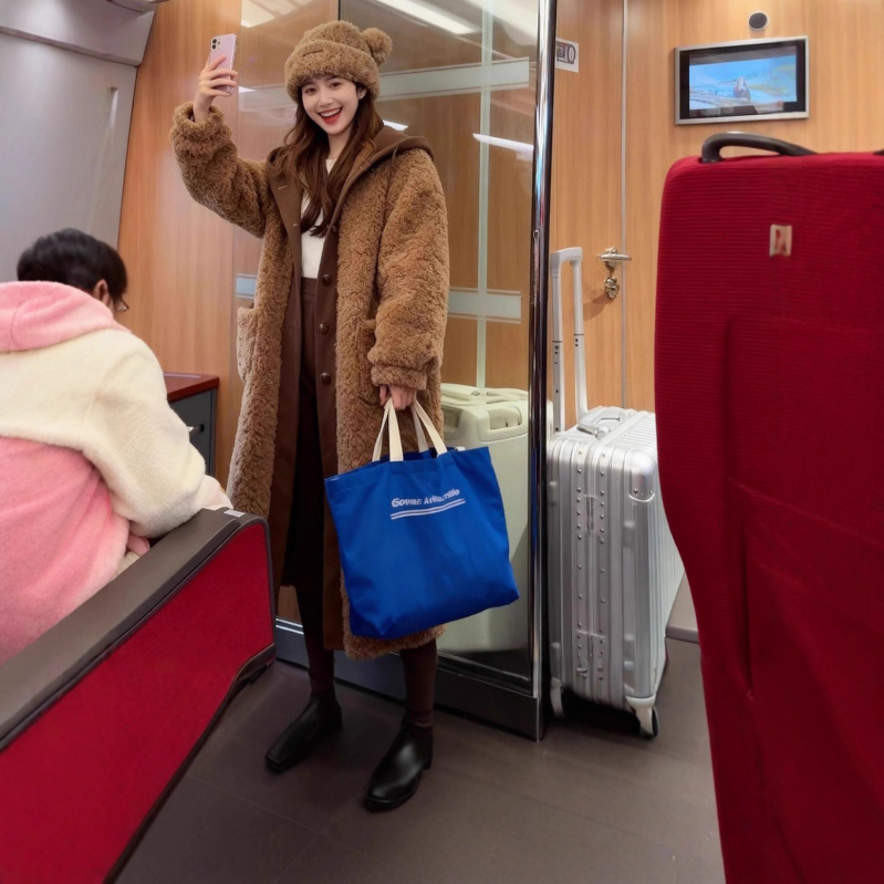 Ženska reverzibilna jakna od poliestera s umjetnim krznom, jesen 2025, dugi rukav, bez ovratnika