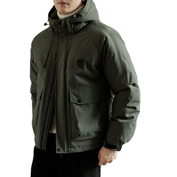 Muška kapucnja jaka s poliesterskom punom, vodootporna tkanina, zatvarač, više džepova