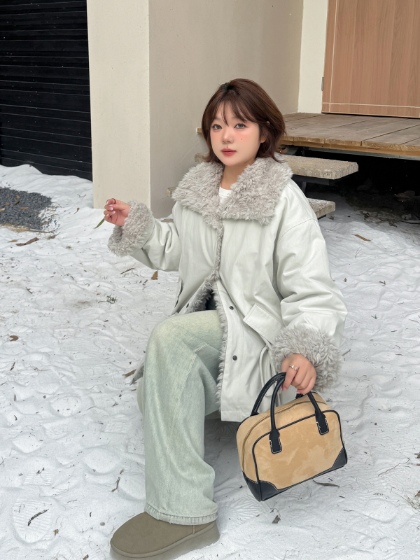 Zimska pamučna jakna s podstavljenim ovratnikom od kamila opuštenog kroja ovratnik poluturtleneck prednje kopčanje na jedan gumb japansko-korejski ležerni stil