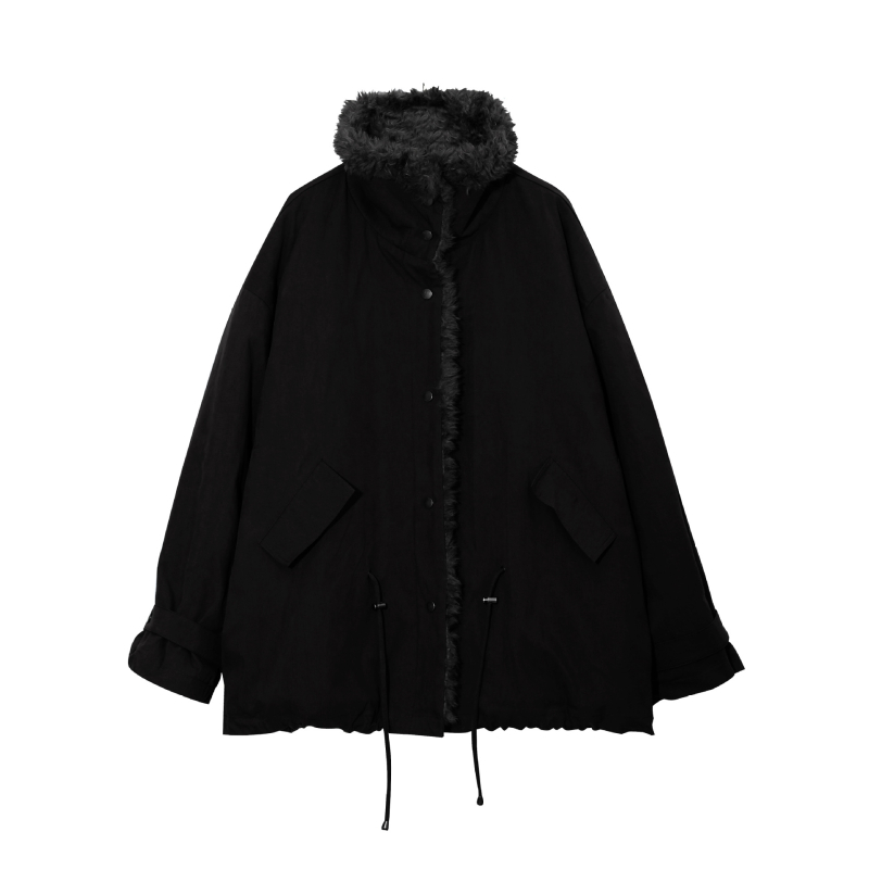 Zimska pamučna jakna s podstavljenim ovratnikom od kamila opuštenog kroja ovratnik poluturtleneck prednje kopčanje na jedan gumb japansko-korejski ležerni stil