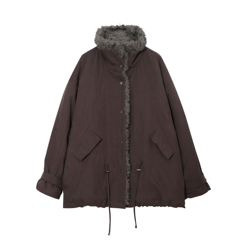 Zimska pamučna jakna s podstavljenim ovratnikom od kamila opuštenog kroja ovratnik poluturtleneck prednje kopčanje na jedan gumb japansko-korejski ležerni stil