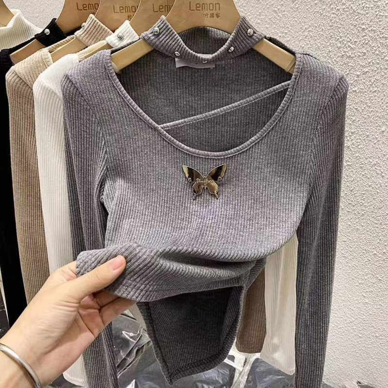 Ženski debeli poliester fleece pulover – dugi rukavi, V-izrez, A-linija kroja, trodjelni set, djevojački stil (proljeće 2025)