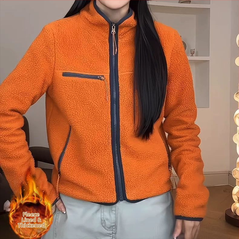 White Crane kardiganas su stand-up apykakle, imitacinė avių vilna mišinyje su viskozės (90–95%), įprastos rankovės, pavasaris 2025