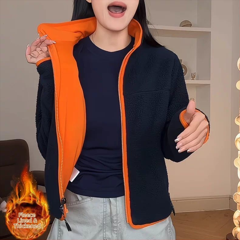 White Crane kardiganas su stand-up apykakle, imitacinė avių vilna mišinyje su viskozės (90–95%), įprastos rankovės, pavasaris 2025